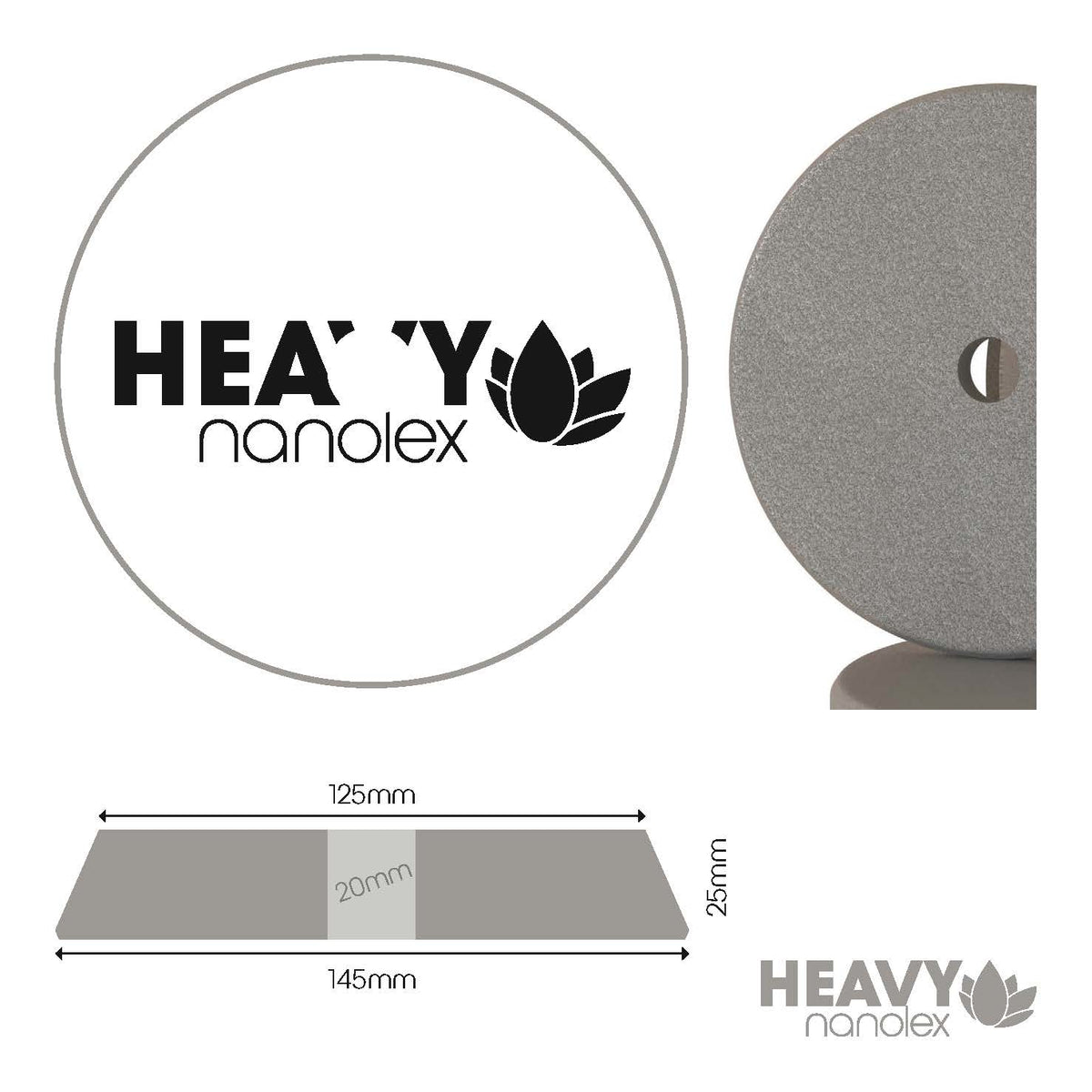 Nanolex Polishing Pad DA 145x25x125, Hard, Grey x1
