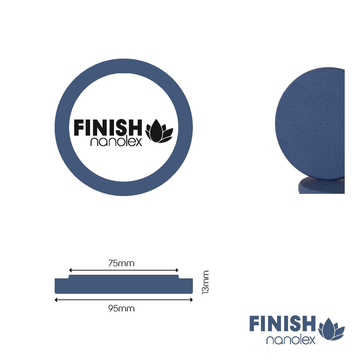 Nanolex Polishing Pad 95x13x75, Soft, Dark Blue x3