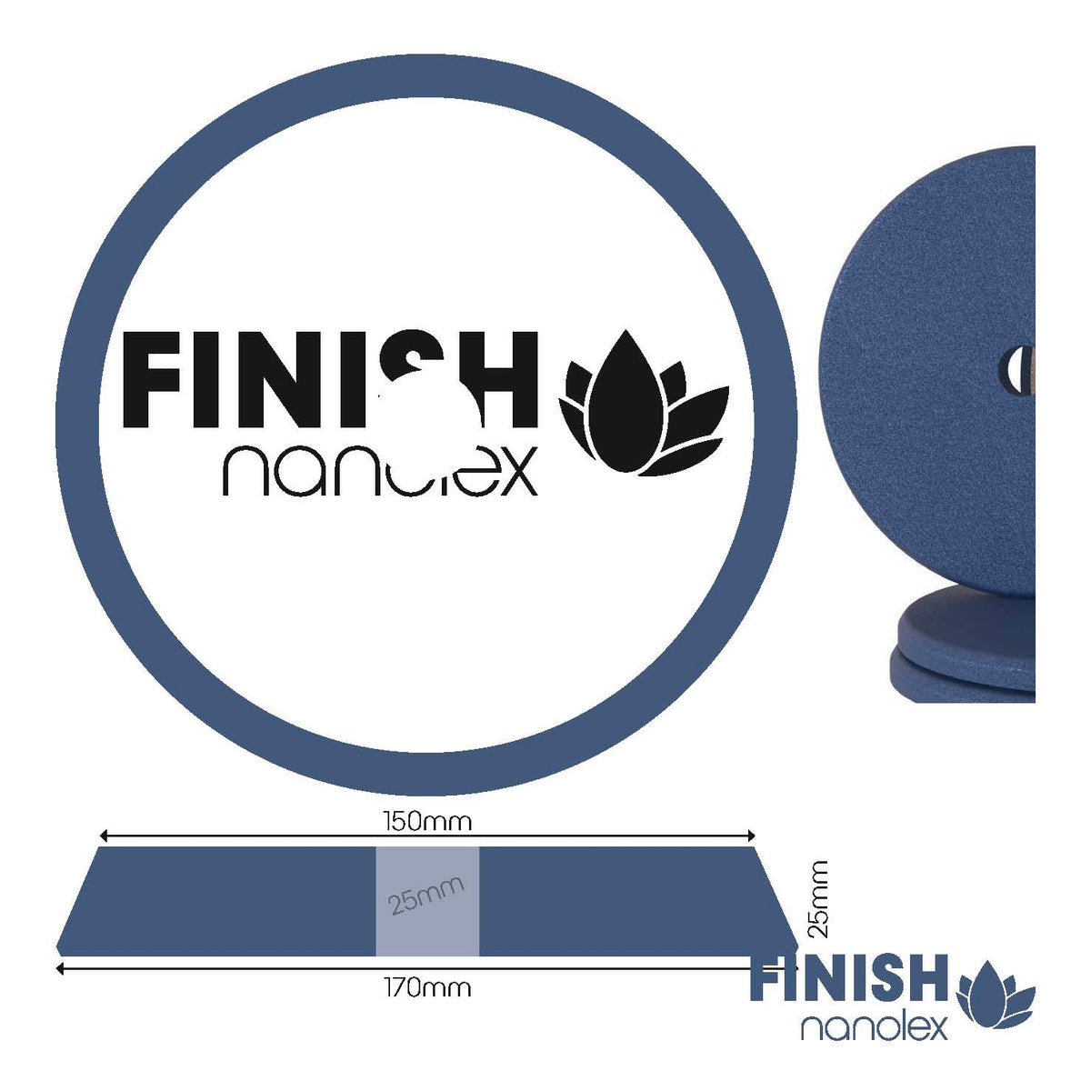 Nanolex Polishing Pad DA 170x25x150, Soft, Dark Blue x1