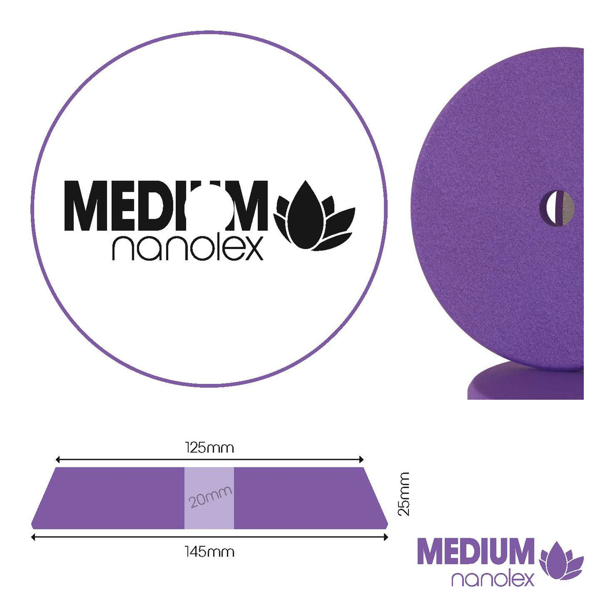 Nanolex Polishing Pad DA 145x25x125, Medium, Purple x1